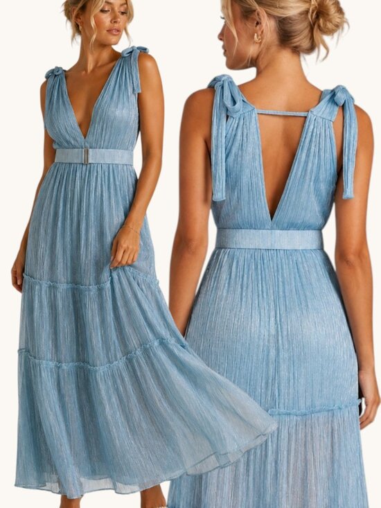 Sabina Musayev Dresses & Skirts - Sabina Musayev Light Blue Helena V-Neck Maxi Dress Size Small 8475
